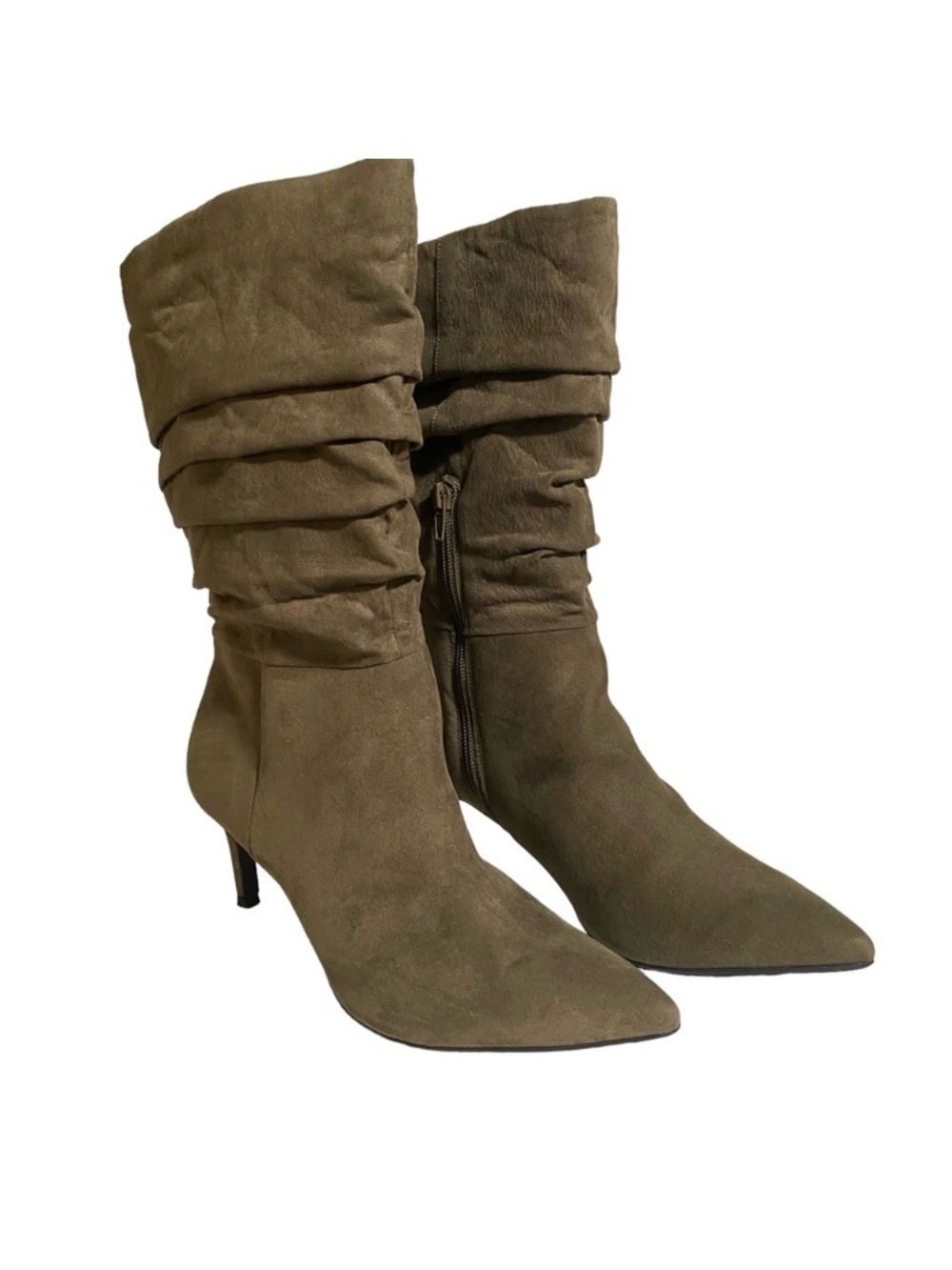 Alfani Lissa Faux Suede Slouch Mid Calf Heeled Boots